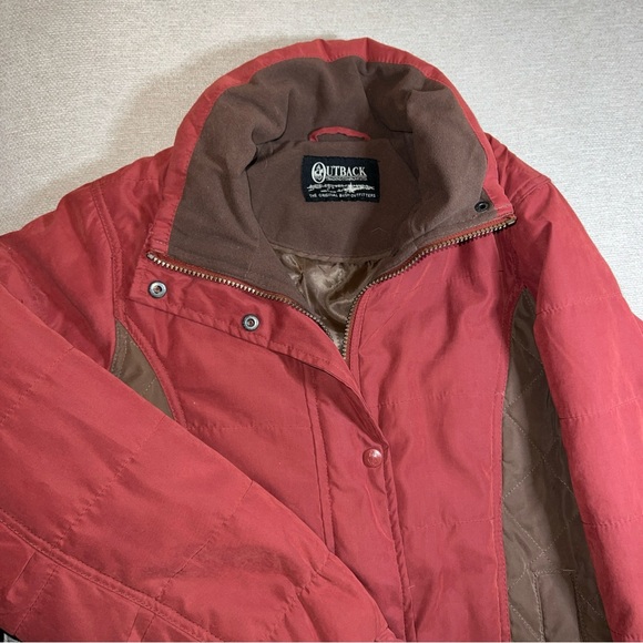Outback Trading Co Western / Ranch Coat  Womens Small Red/ Brown Zip Up Snap - Picture 6 of 14